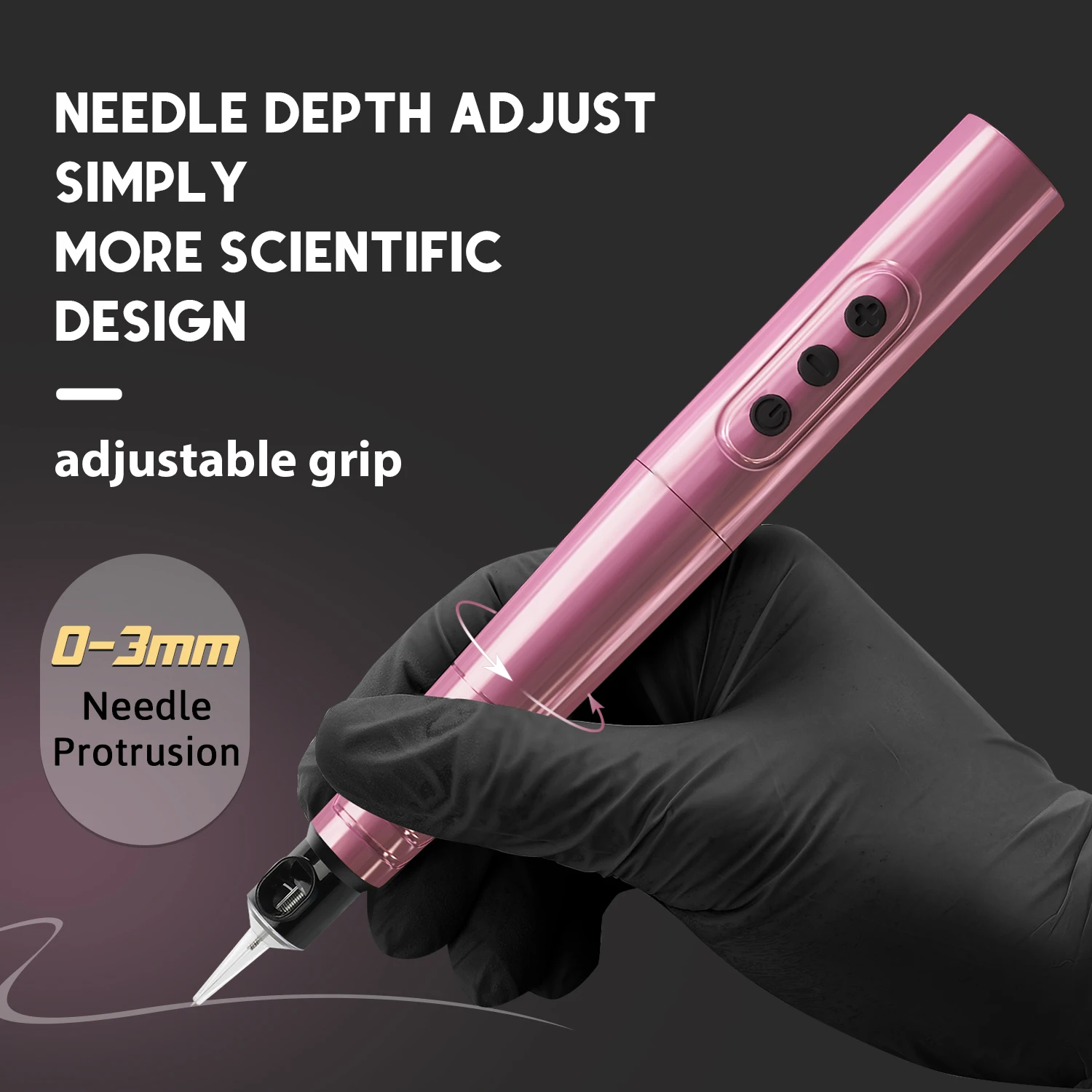 3.0mm Stroke Tattoo Pen Machine Strong Coreless Motor Adjustable Needle Depth RCA Model Wireless Tattoo Pen Machine Set