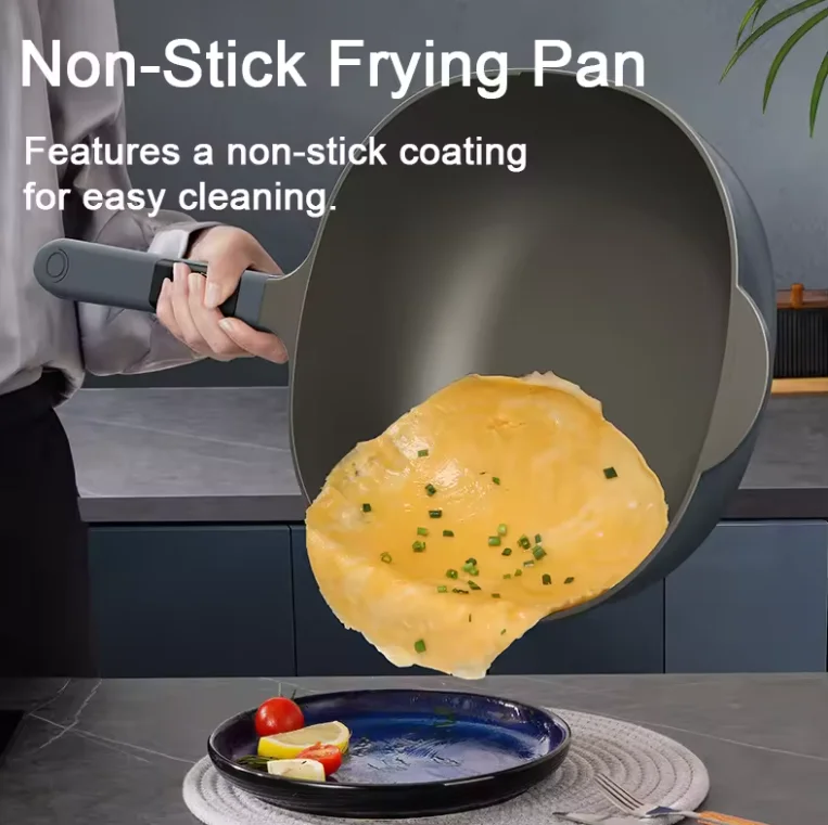 2024 New  glass cover  intelligent temperature display non-stick aluminum cookware frying pan  Appliances Non-stick Cookware