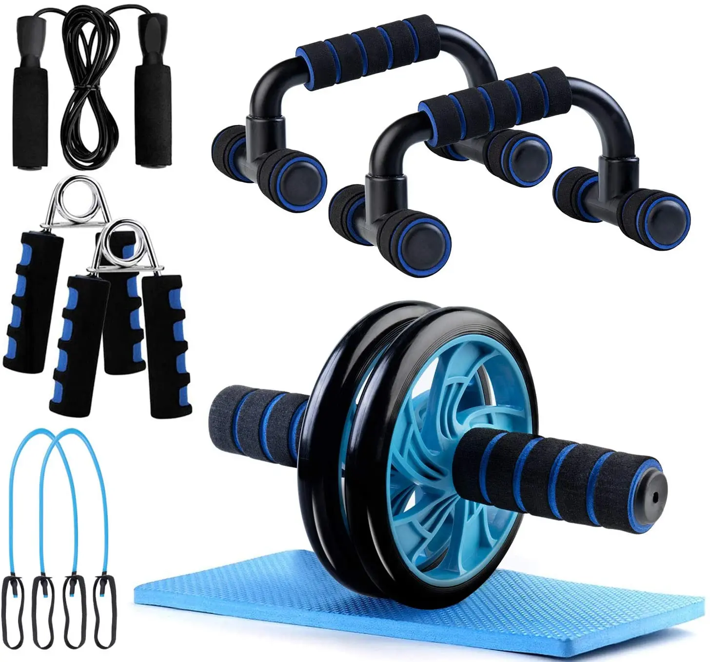 Push Up Bar Chest Expander Hand Grip 5 In1 Waist Exercise Abdominal Roller Wheel Set