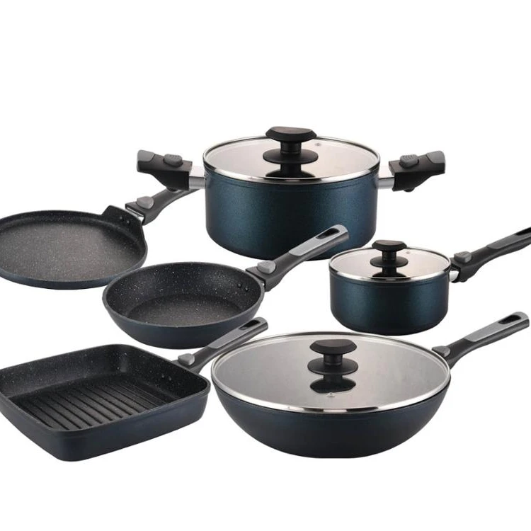 Detachable Euro Royal Series  Non stick cookware sets new design detachable handle