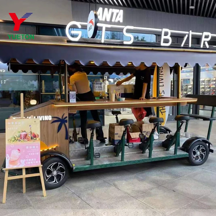 Mobile Sightseeing Bar Trailers Truck Carts Customized Cycling Electric Cart  Stand Beer Coffee Bike
