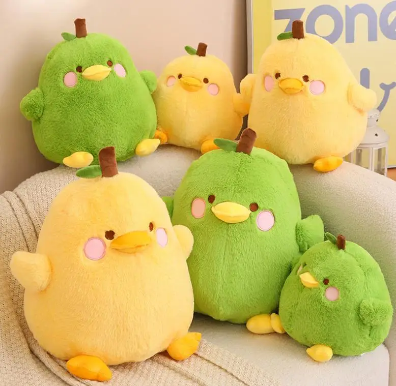 Wholesale duck dolls stuffed pear plush duck pillow animal plush toy yellow duck claw machine stuffed toy
