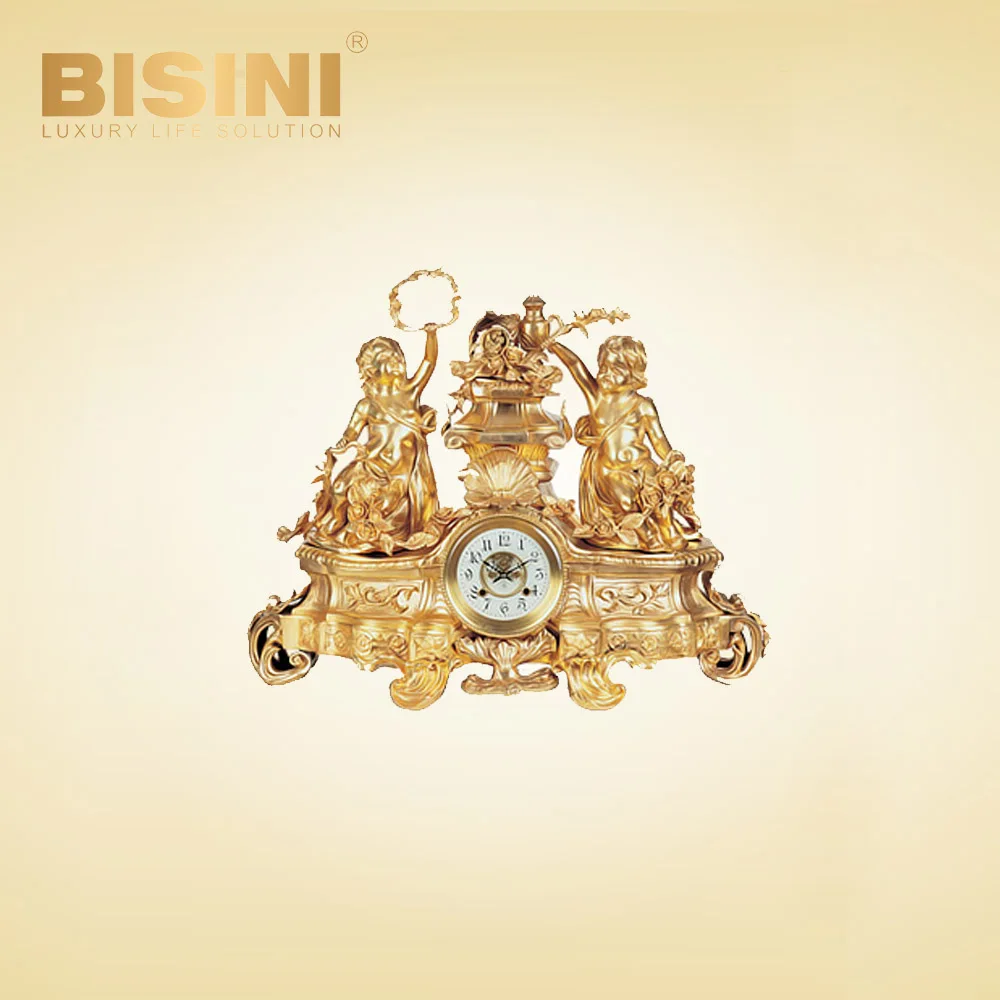 French luxury Style Gilding Trophies shape tower clock Classic Cast copper desk clock Exquisite ornaments table clock