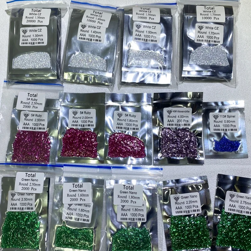 Wuzhou synthetic loose gemstone sapphire blue round cut 5A best quality 34# Blue nano small size 1000pcs/bag