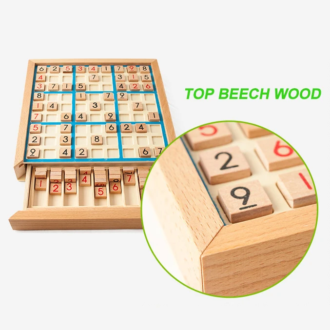 Wooden Digital Sudoku Puzzle Board Game with Number  Thinking Tiles