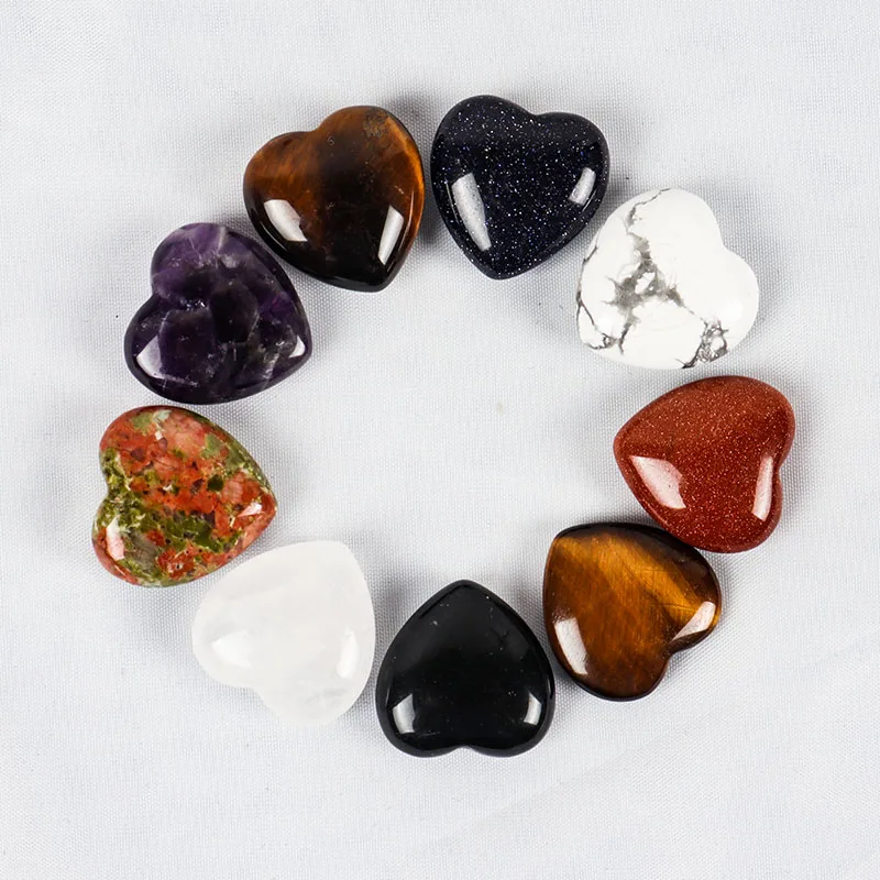 High quality nature jade stone different color small mini heart shape semi-precious stone crafts for home decoration