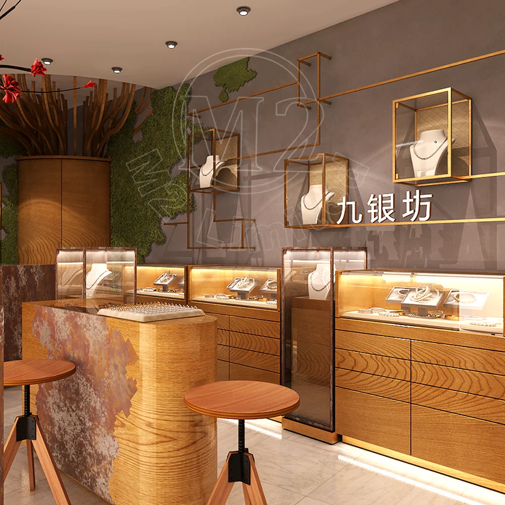 Custom Modern Retail Luxury Shopping Mall 3d Design Jewelry Store Showcases Kiosk For Sale