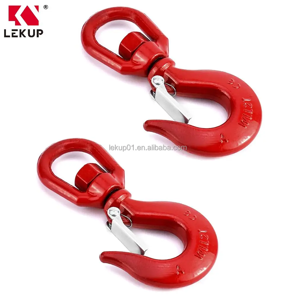 Heavy Duty Grade 80 Hoist Hook 5 Ton Crane Swivel Lifting Hook with Safety Latch G80 Chain Hook for Lifting Port Transportation