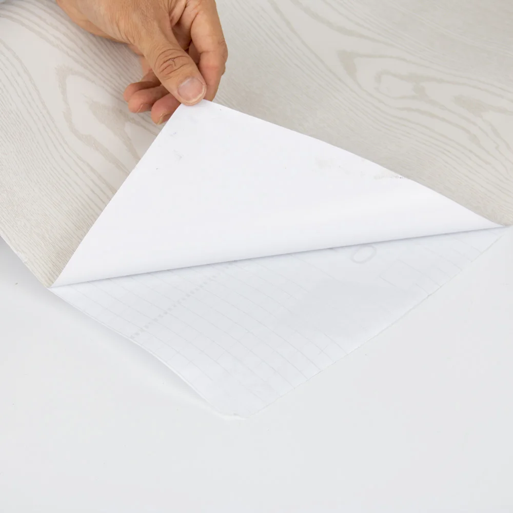 PVC Self-Adhesive Wallpaper Premium White  Modern Wood Grain Contact Paper for plastic flooring