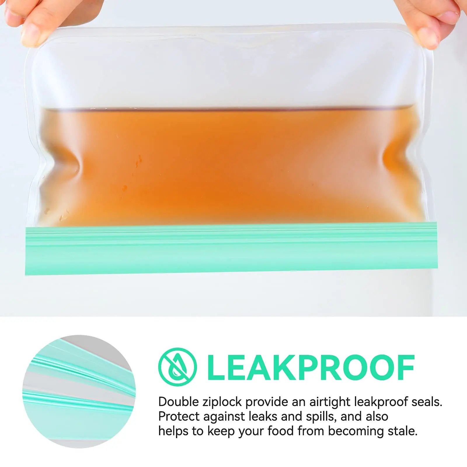 Free Sample Leakproof Zipper Freezer Bag Reusable PEVA Sandwich Snacks Storage Bags For Fruits Vegetables Meat Liquid Lunch