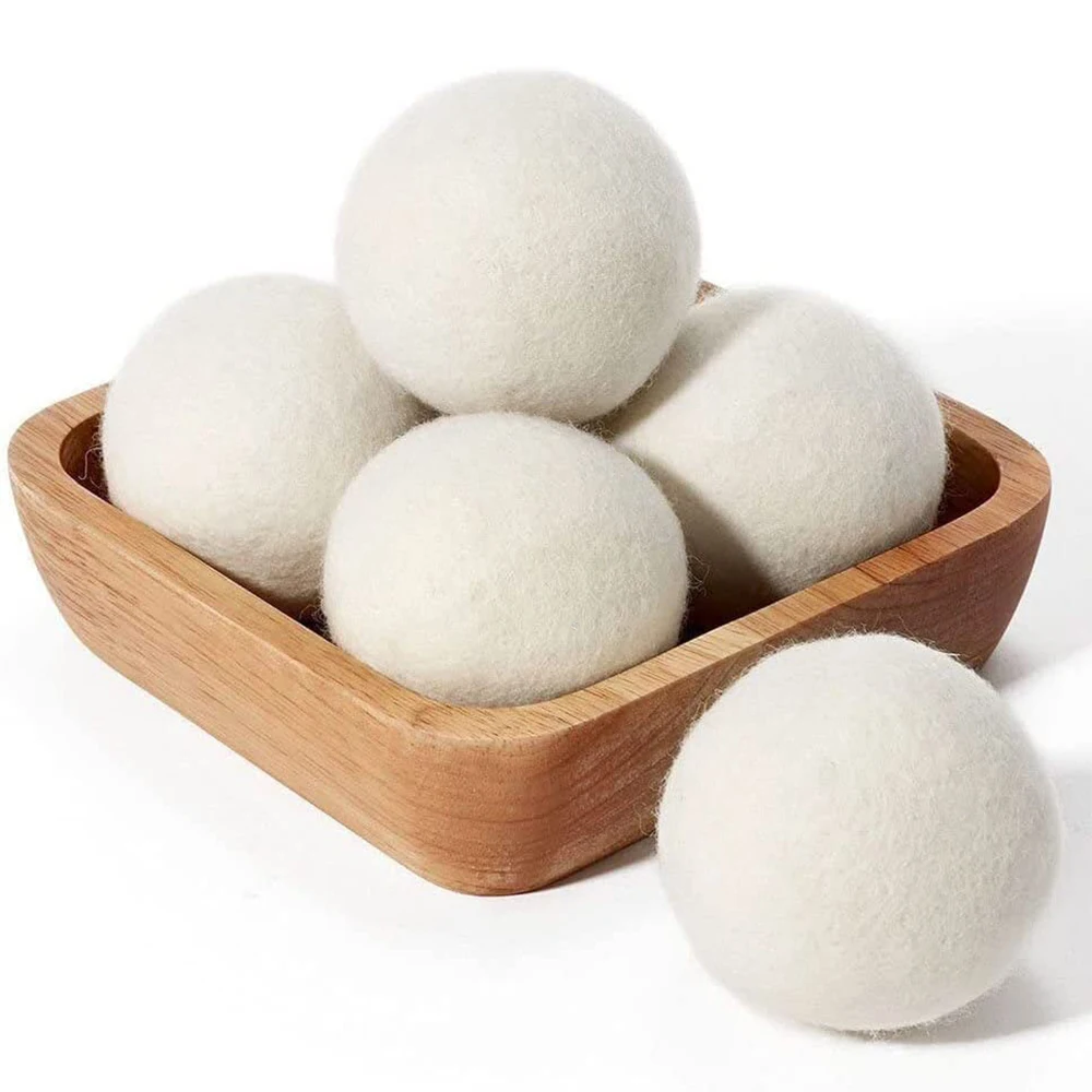 Custom Laundry Wool Dryer Balls 6-Pack 100% Made of Reusable Natural Fabric Organic New Zealand Wool Reduces Clothing Wrinkles