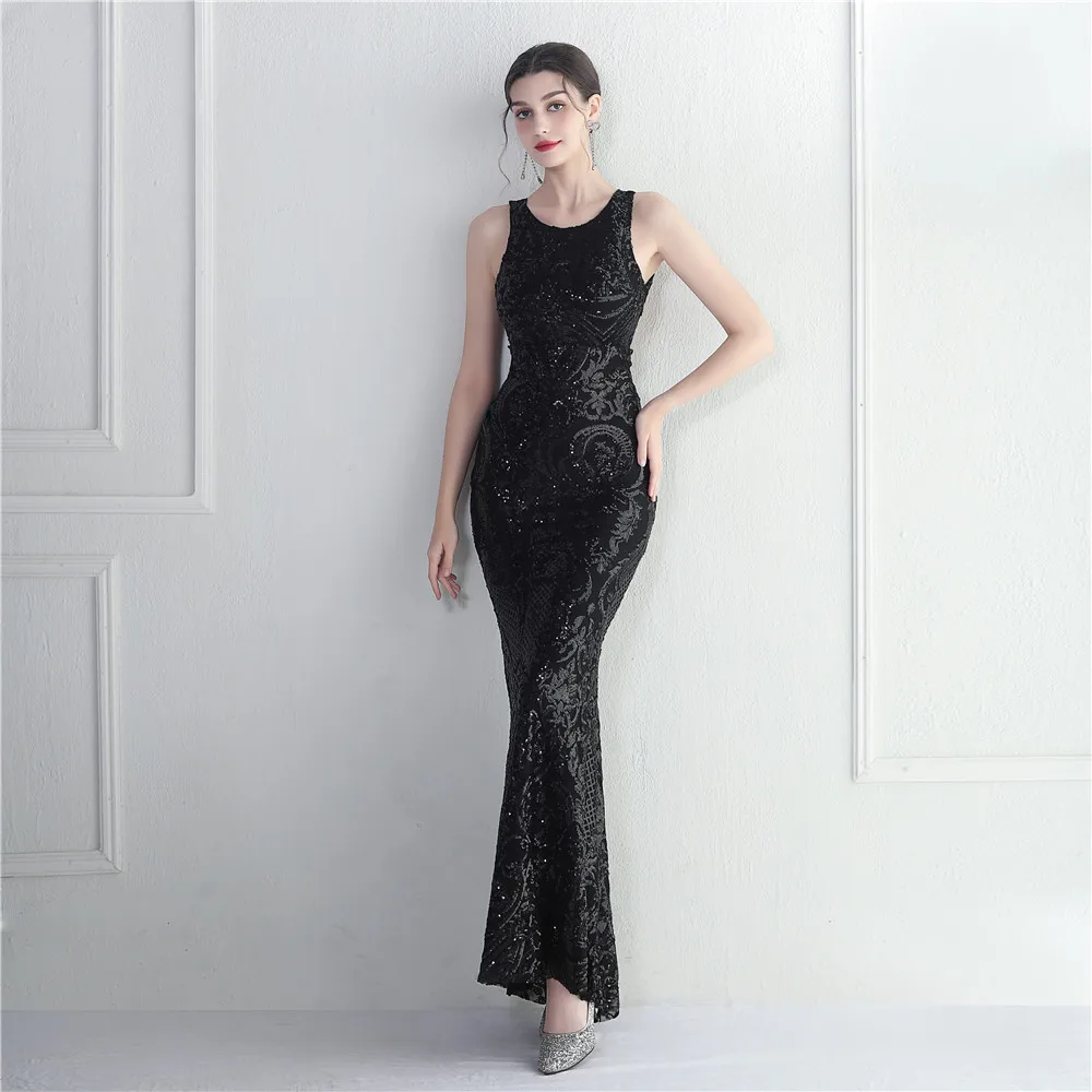 19920-S# Long evening dress with exposed back, featuring beadwork, glittery embroidery Fat Lady Dress Plus Size Dress Super Size