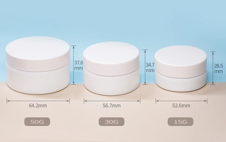 Whole sale empty custom red recyclable skincare opal white glass cream jar