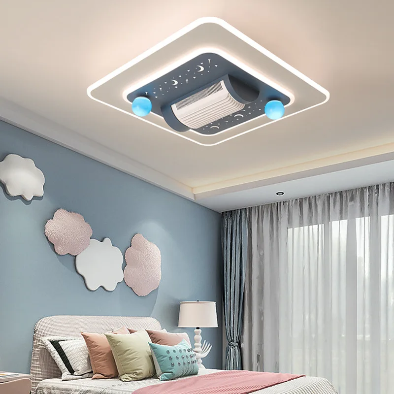The fourth generation of drum type large wind LED bladeless fan light bedroom high display intelligent remote control fan light