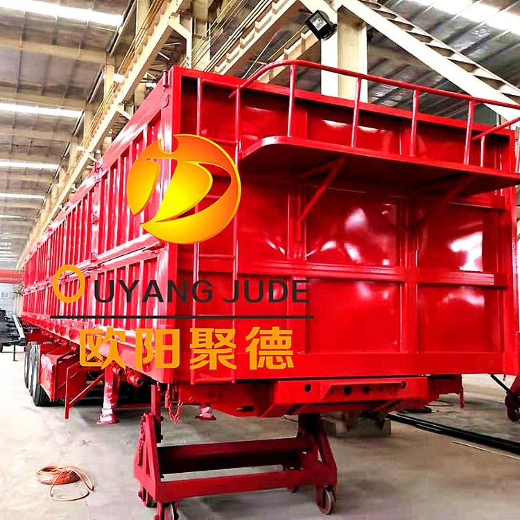 OYJD 40ft sidewall trailer 3 axles with lifting axle first front use stone loading tipper semi trailer on hill road  for sale