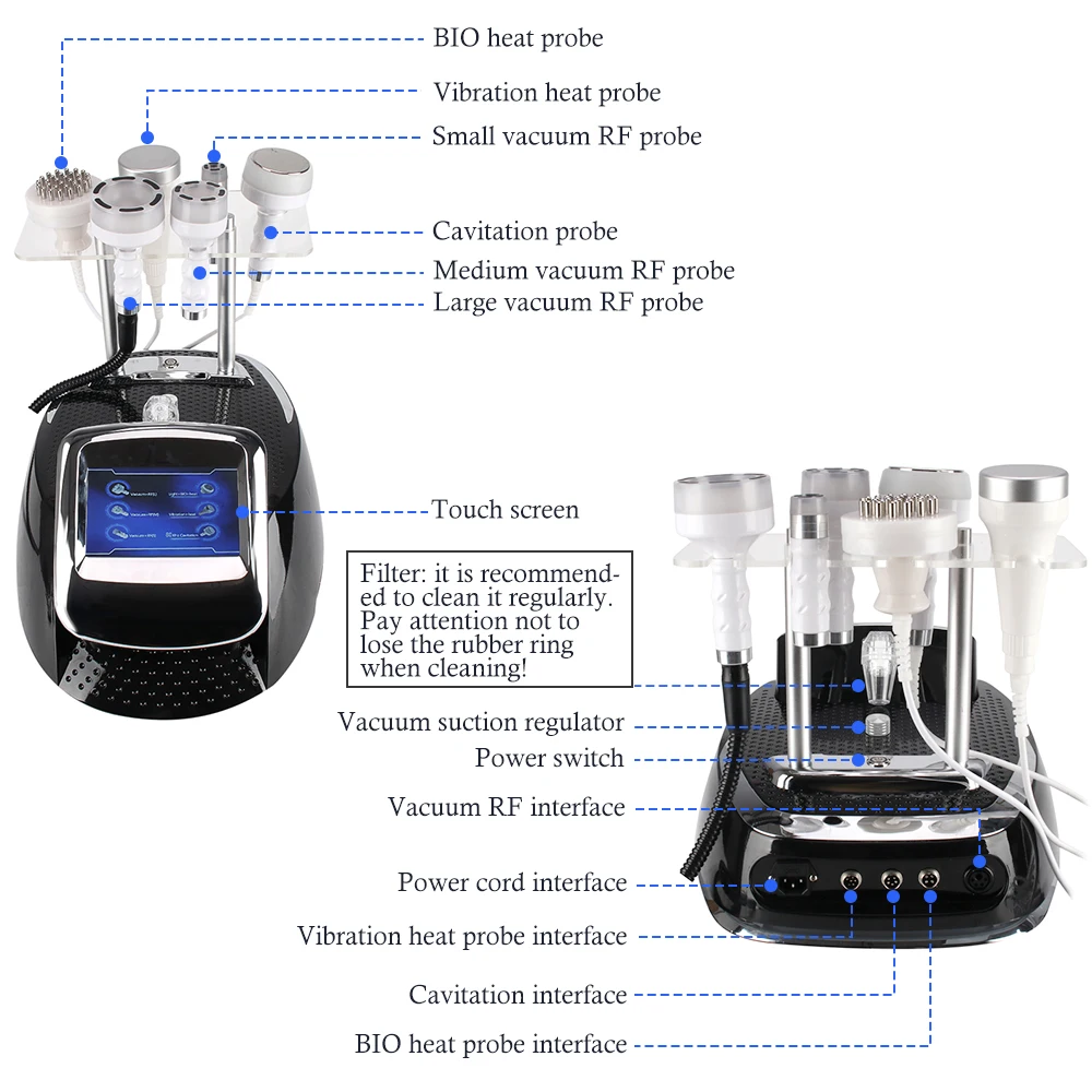 Multifunctional 6 in 1 5D RF 80k Cavitation Slimming Machine Liposuction Body Slimming Shaping Machine Vacuum Cavitation System