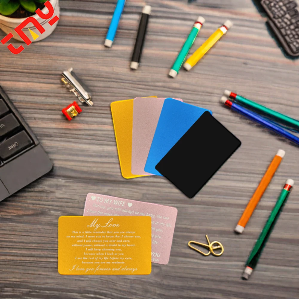 Wholesale Customizable Laser Engraving 0.8MM Aluminum Blank Metallic Gift Card for Holiday Wishes