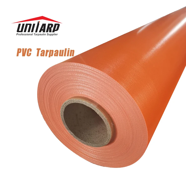 Unitarp 650 750 850 gsm 100% polyester Waterproof Heavy Duty Bache orange PVC Tarpaulin