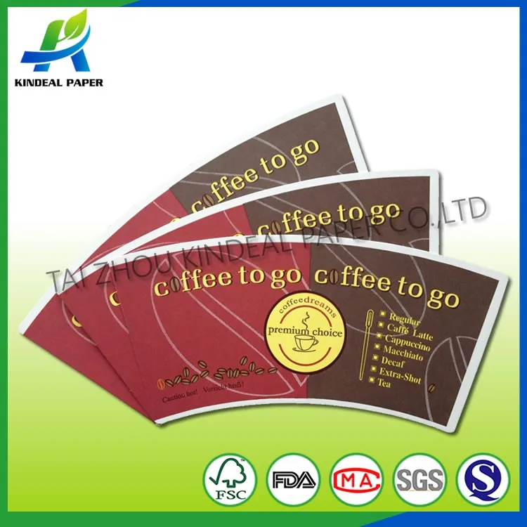  printed paper raw material coffee cups for