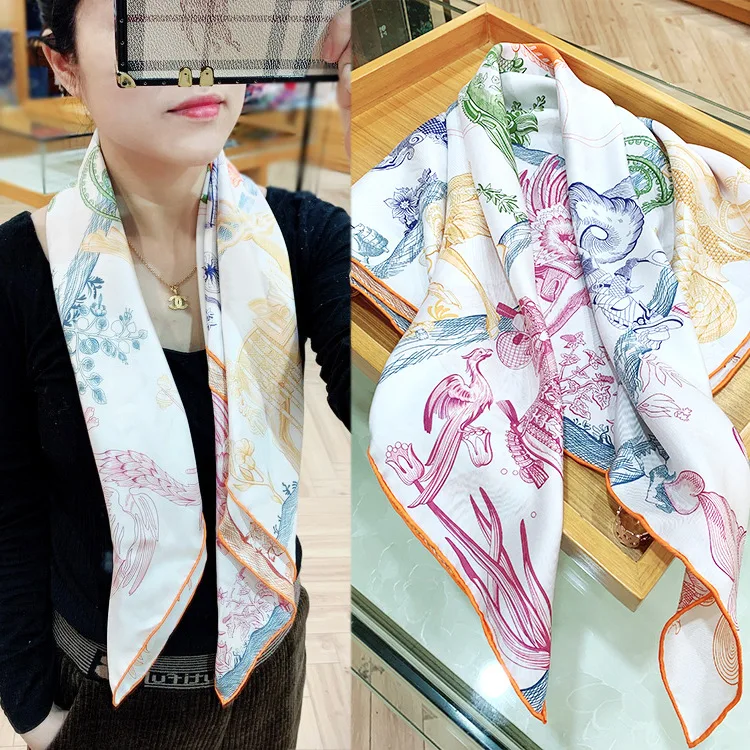 18 ММИ Шелковый саржевый роскошный 90 квадратный шелковый шарф