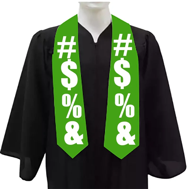 fast custom made single color green sash white letter graduate stole