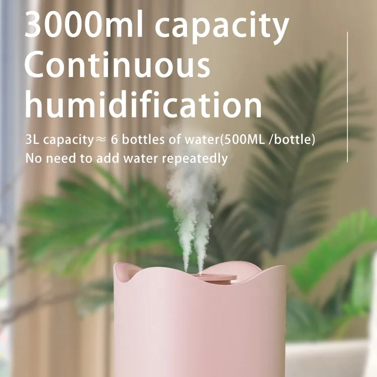 Hot Sale 3L Small Air Humidifier Aroma Diffuser Portable LED 7 Colors Atmosphere Light Steam Usb Smart Mist Purifier Humidifier