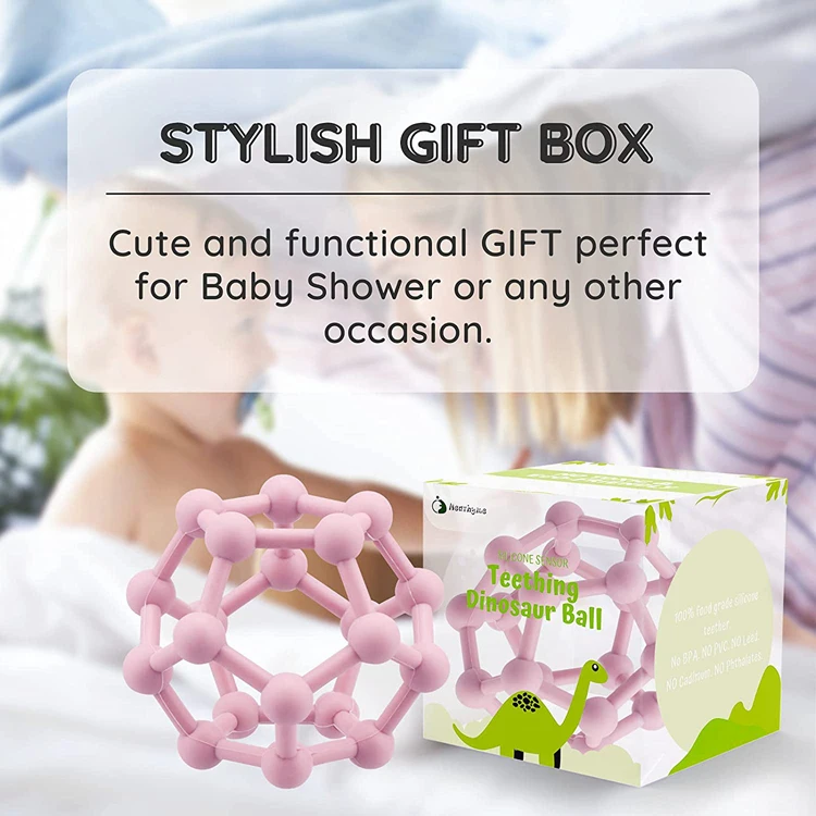 Wholesale Non-toxic Silicone Wood Ring Teether Baby Toys Silicone Ball Teething Toys For Baby