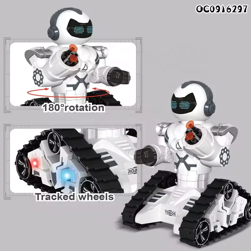 2.4G 10CH Newest Smart Remote Control Tracking Tank Interactive RC Shooting Toy Robots With Light