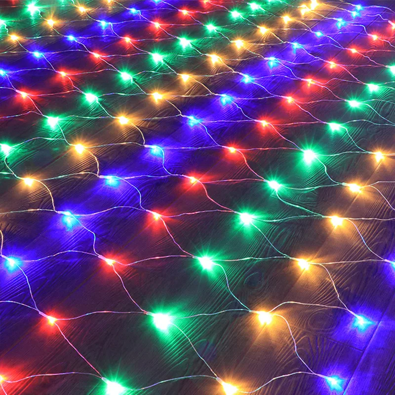 Net Led Flashing String Lights 220v 110v Eu Us Plug 1.5x1.5m Outdoor Waterproof Garden Christmas Decoration Mesh Fairy Lights
