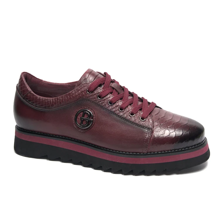 Hot Selling Wine Color Thick Sole Causal Shoes Comfortable Lace-Up Casual Shoes Platform Height Increasing Shoes for Men