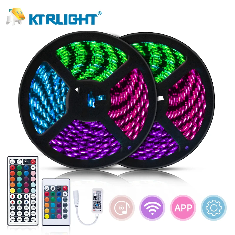 12 В гибкая светодиодная лента RGB смарт-подсветка Wi-Fi приложение пульт дистанционного управления SMD 5050 60led 120led Светодиодная для украшения комнаты