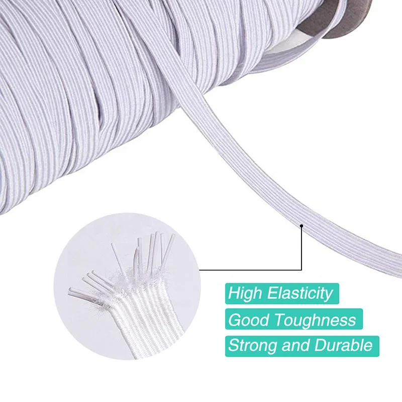 In stock widely useful 6mm strong webbing elastic braid webbing elastic band string rope tape ear loop
