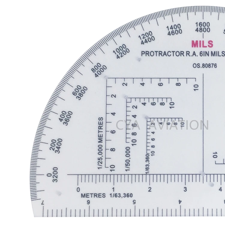 NATO approved Semi circle Protractor 6' dia for military soldiers map reading
