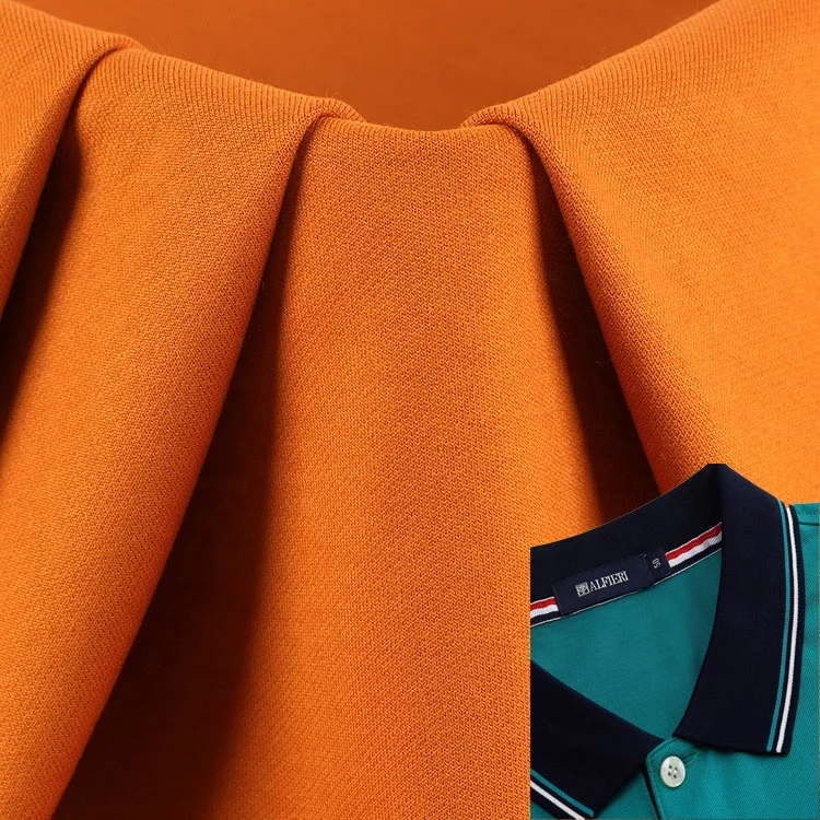 hot Sale mesh fabric 210gsm mesh T-shirt fabric spring and autumn elastic casual 100% cotton fabric for Flat collar