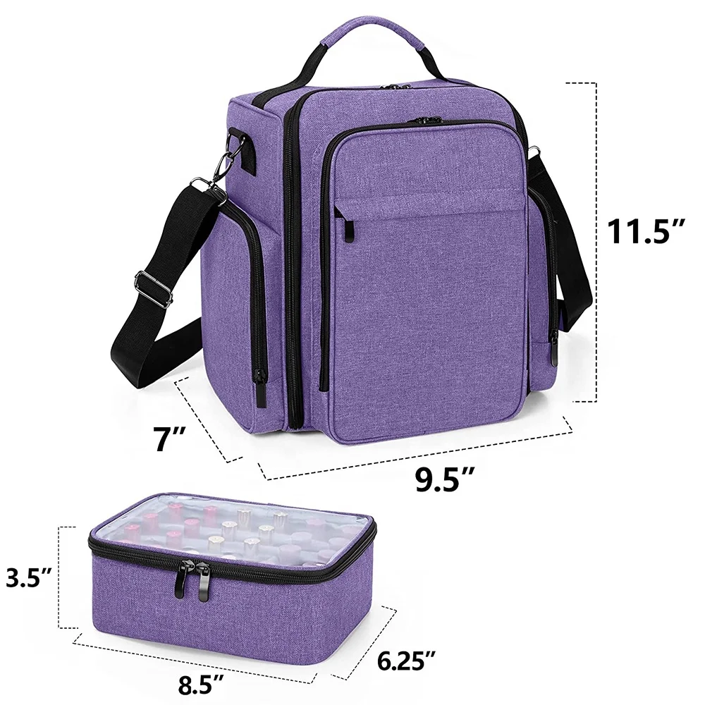 Factory Custom Salon Nails Bag Large Capacity Carrying Cosmetic Bag 48 Bottles Nail Polish Organizer Essential Nail Polish Bags