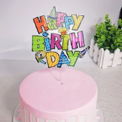 He or She Cartoon  3D Animal print Happy Birthday Acrylic Cake Topper