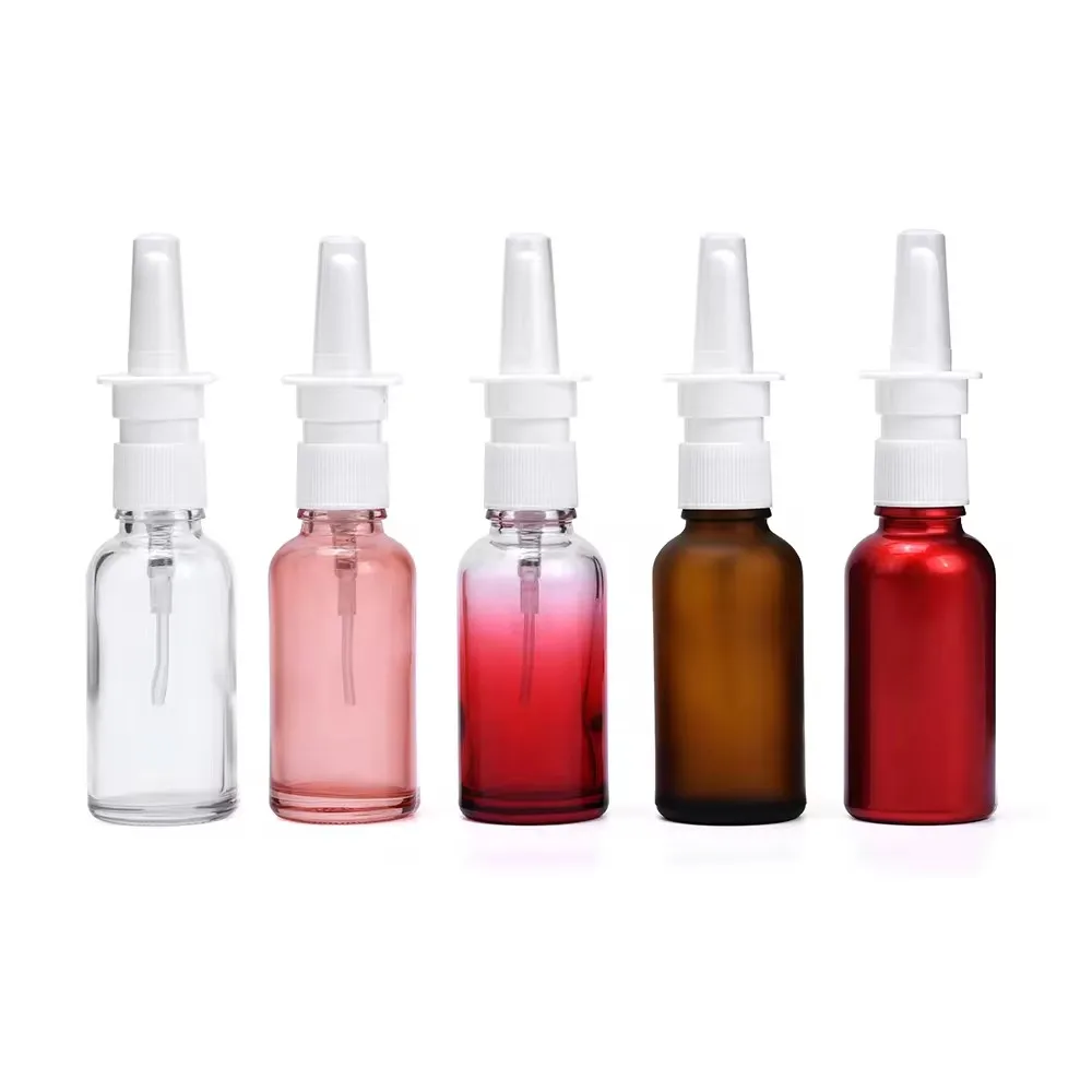 Refillable clear amber 5ml 10ml 20ml 50ml 100ml glass nasal spray bottle fine mist sprayer for medical packaging