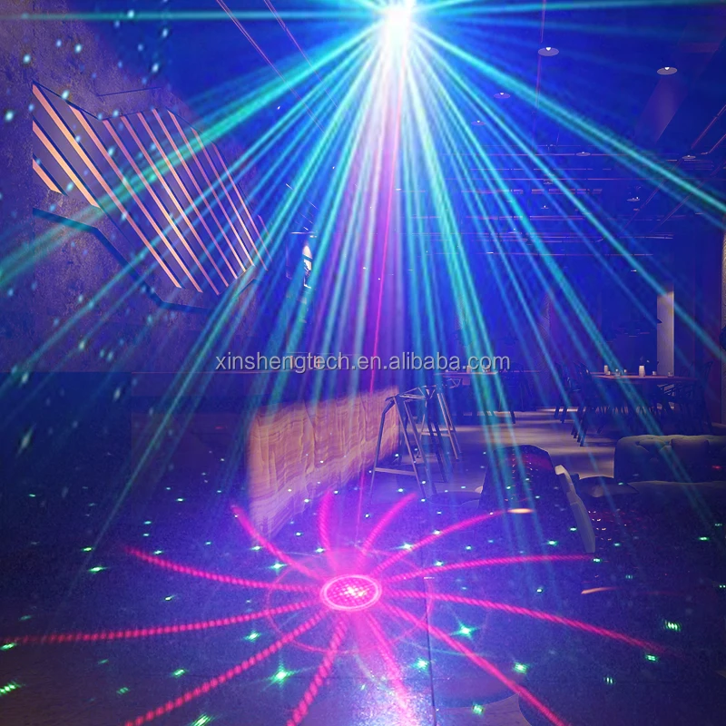 3 Eyes 60in1 LED Recharge Sound Activated Laser Light RGB Flash Strobe with Remote Disco Stage Party Lights