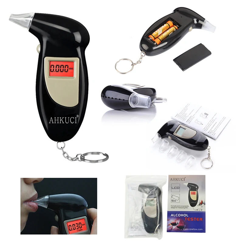 LCD  Display Keychain  Breath Analyzer Digital Breathalyzer Alcohol Tester AT-68s