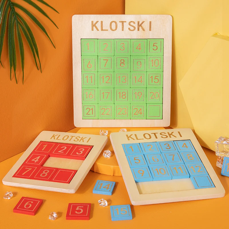New arrival 3 challenges digital puzzle toys funny math sliding blocks wooden numbers brain teaser puzzle
