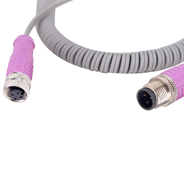 M12 4pin Connector M12 Coiled Cord Cable M12 TPU Cable