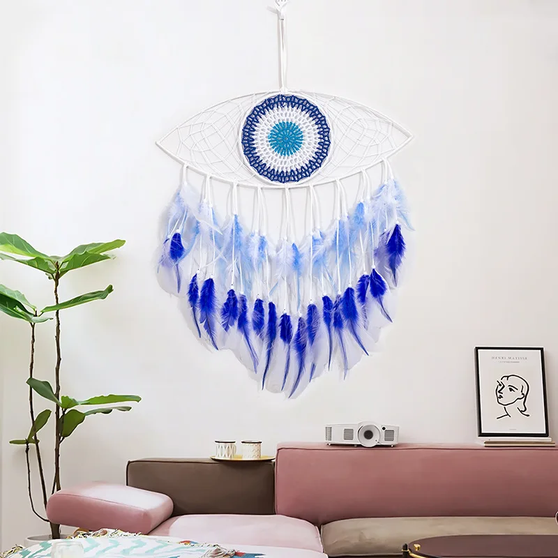 Boho Demon Eyes Home Decor Dream Catcher Wall Hanging Wall Decoration Macrame Feather Dream Catcher