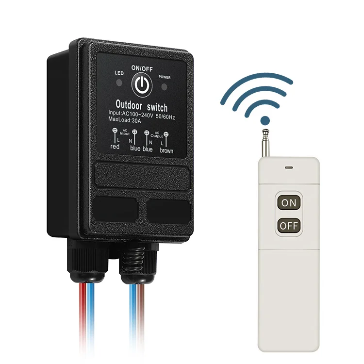 outdoor lights ip55 waterproof 30a 433 1km long range wireless remote controller ac 220v relay wireless rf remote control switch