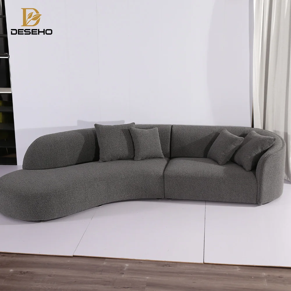 Hot Sale Modern White Couch Living Room Sofas Curved Sofa 3 Seater Velvet Fabric Sofa