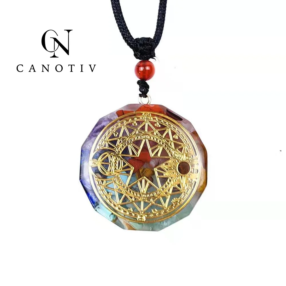 Orgonite Pendant Symbol Necklace cakra  Healing Energy crystal Necklace Meditation colored pendant