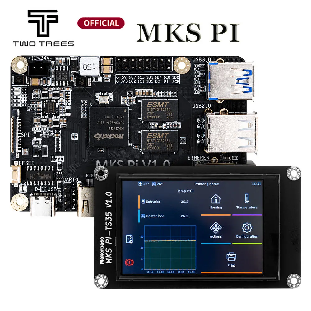 Детали для 3d-печати материнская плата TWOTREES MKS PI с четырехъядерным процессором 64 бита SOC бортовой рабочий экран Klipper комплект