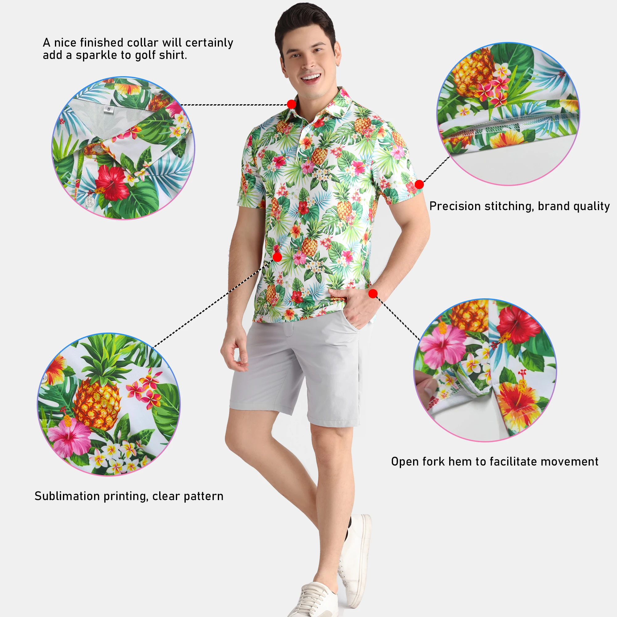Custom logo men golf polos shirt collar design dry fit sublimation playeras polo golf t-shirt