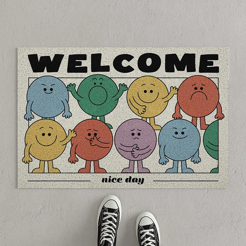 TIKTOK Shopee Hot Selling INS Wind Cartoon PVC Wire Circle Entrance Guard Wear resistant,  Dustproof, Easy to Maintain Floor Mat
