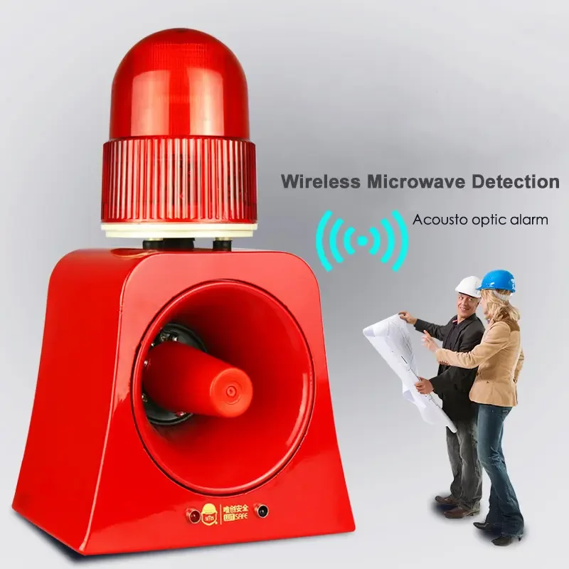 Infrared Remote Controller 120dB Audible and Visual Alarm Industrial Security Microwave Siren Alarm