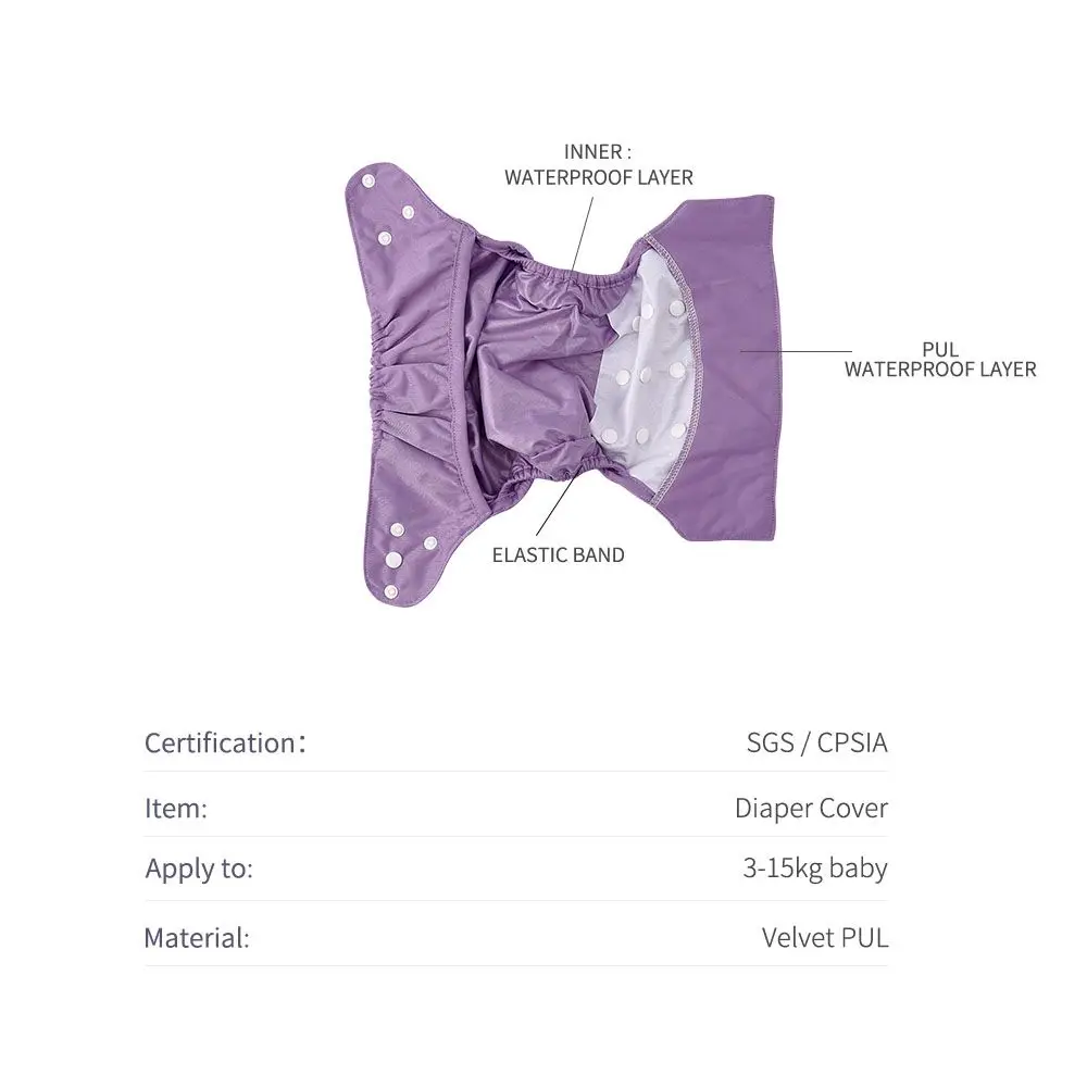 Happy flute bamboo Baby Diapers 1 Pack One Size Adjustable Washable Reusable Diaper Cover for Baby Girls and Boys